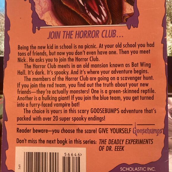 Vintage Book-Goosebumps Trapped in Bat Wing Hall 1996-RL Stine-Choose the Scare - Picture 3 of 4